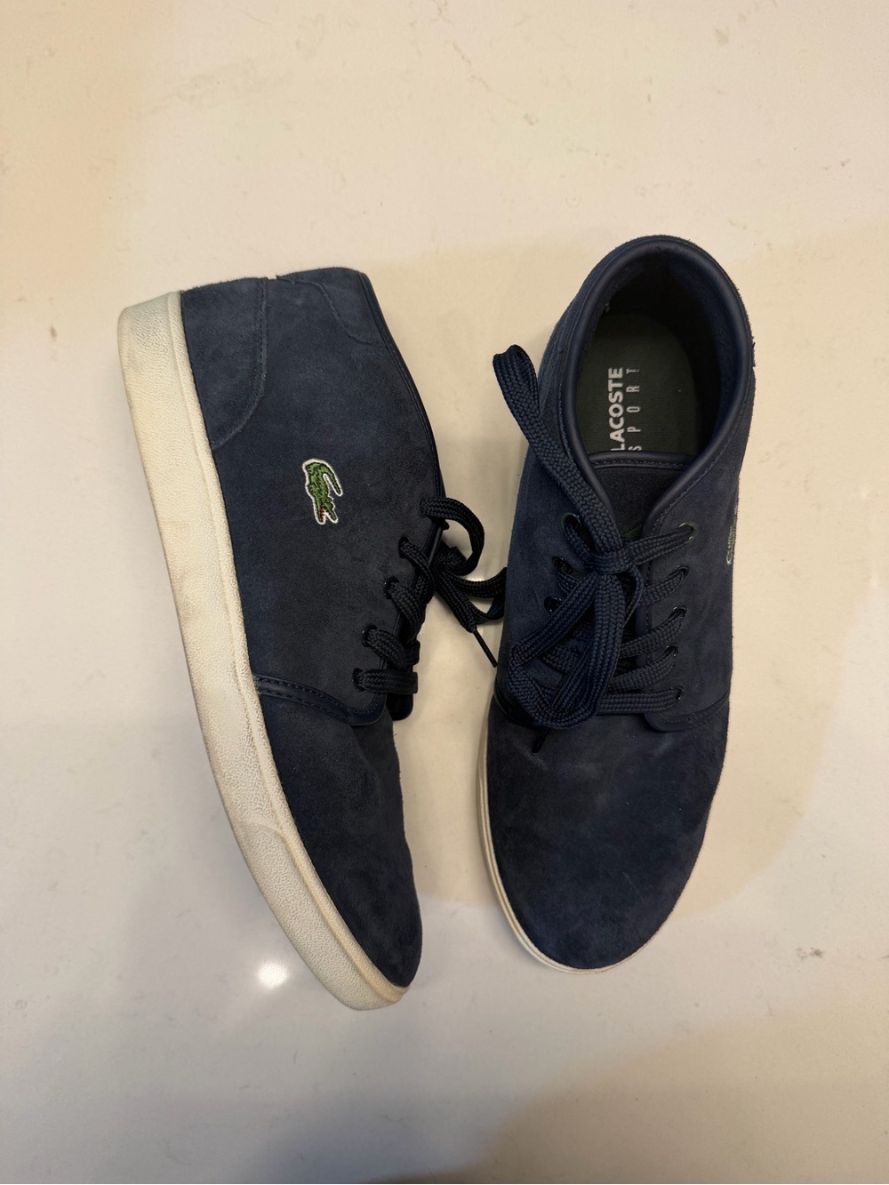 Lacoste Men's Navy Suede Lace-Up Sneakers